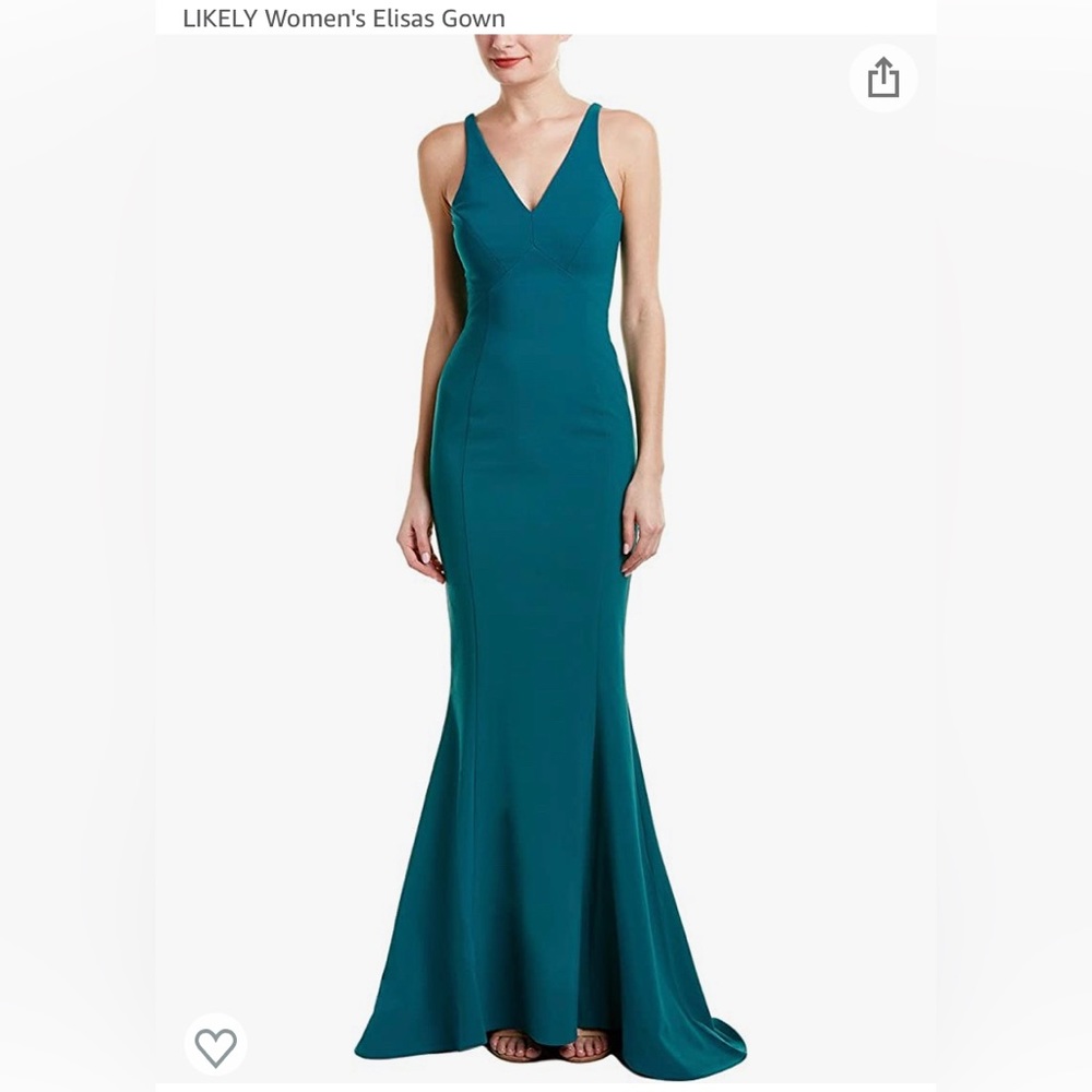 LIKELY Elisas gown in veridian in favorite stretch with trumpet hem
